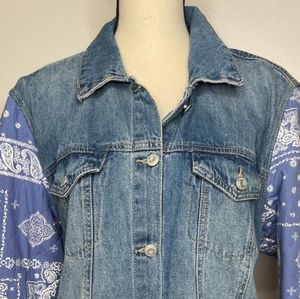 Kensie Vintage Luxe jean jacket Blue Pippa Bandana sleeve size Large NWT
